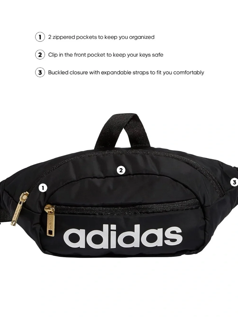 adidas Black Sling/Fanny Pack with White Logo